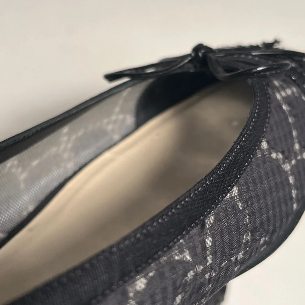 CHANEL Black Lace Bow Flats